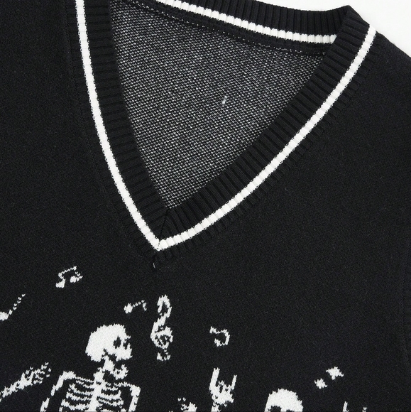 Skeleton Pattern Sweater Vest Without Tee - Picture 3 of 5